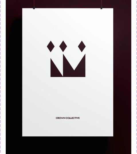 Crown Collective poster hanging on a dark wall