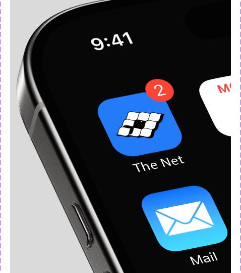 Phone home screen with The Net app icon